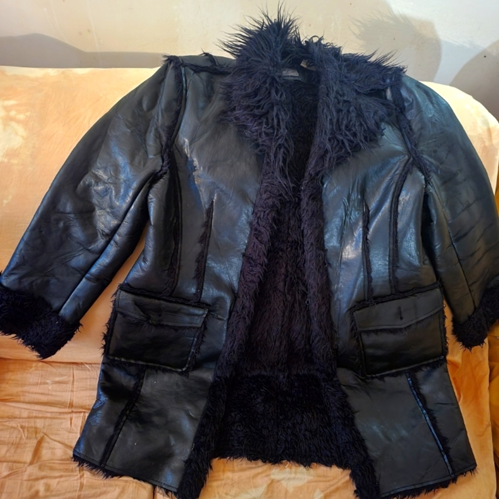 Shearling fur lined coat